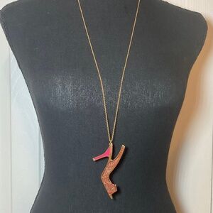 Kate Spade Charm Glitter Heel Pump Shoe in Long Pendant Necklace 16”